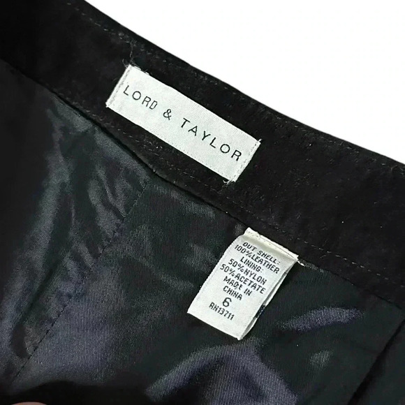 Lord & Taylor Classic Black Leather Women's Pants - Picture 4 of 5